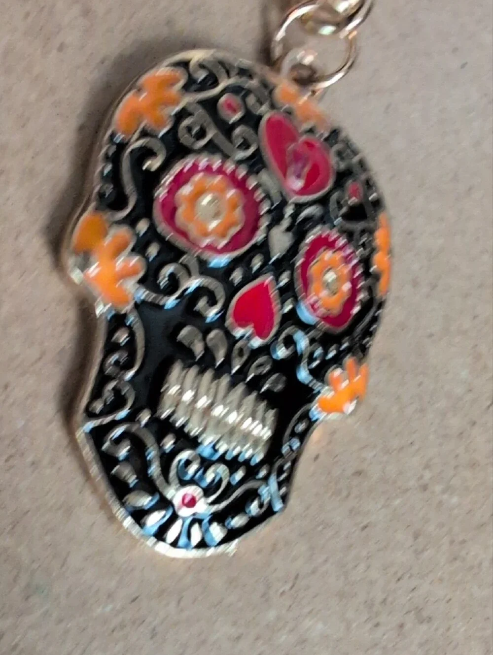 Sugar Skull Keychain - Black & Multicolor Women's Accessory